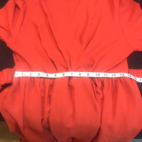 Orange Long Ruffled Sleeve Faux Wrap Belted Waist Maxi Dress-Size M - Picture 13 of 14